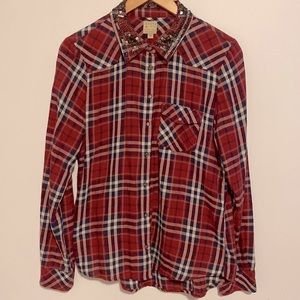 Guess Cotton Flannel Plaid Shirt